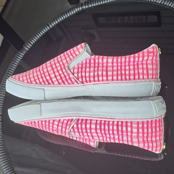 Lilly Pulitzer Julie Pink & White Gingham Slip On Sneakers Size 7 - Picture 6 of 10